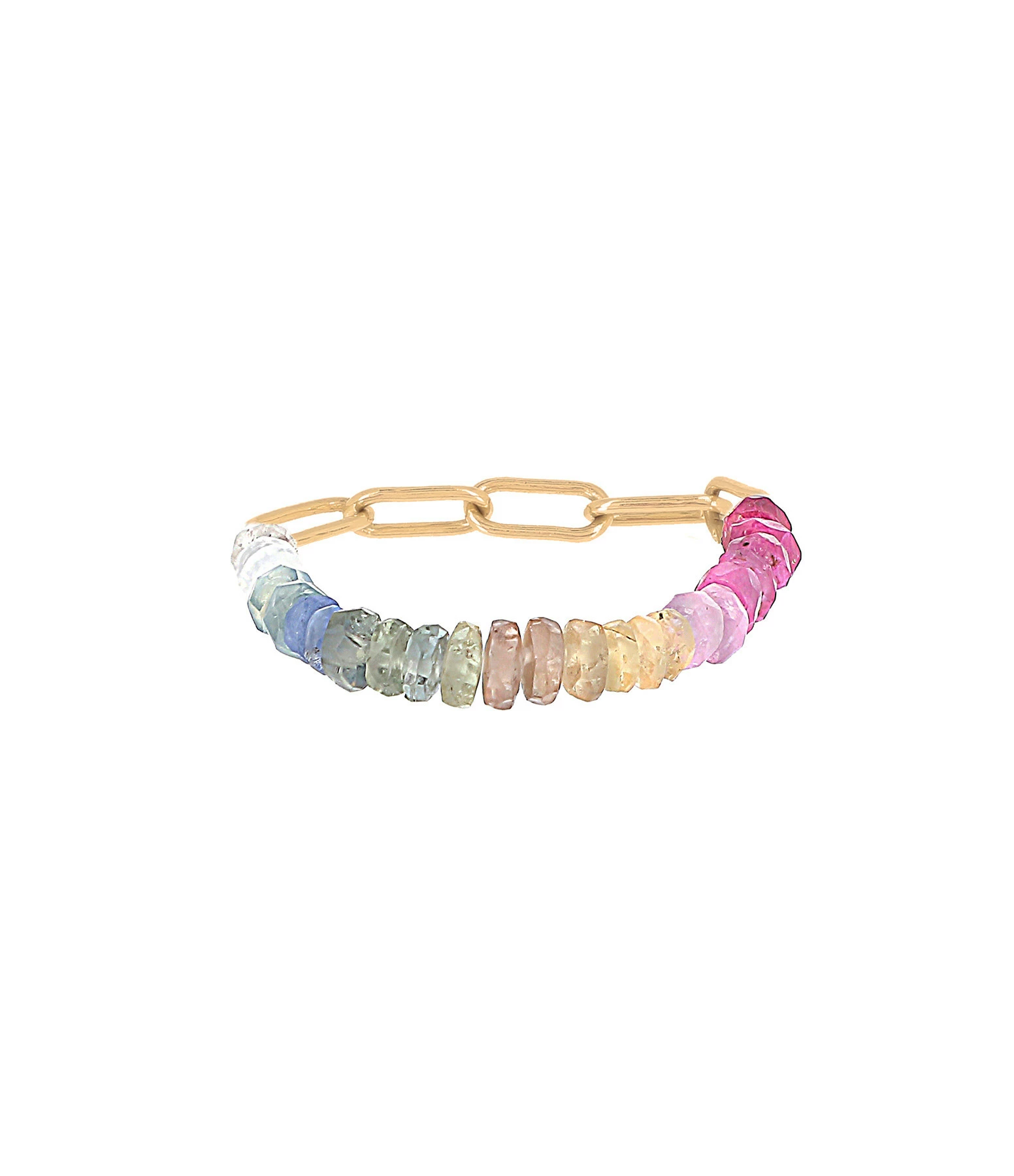 ATELIER PAULIN Bague Chaîne Nonza Saphir Rainbow Gold Filled – Image 2