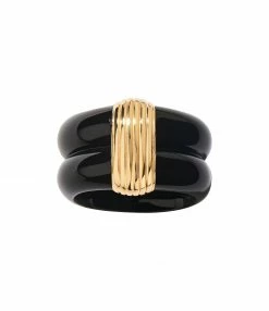 AURELIE BIDERMANN Bague Katt MM Résine Noir