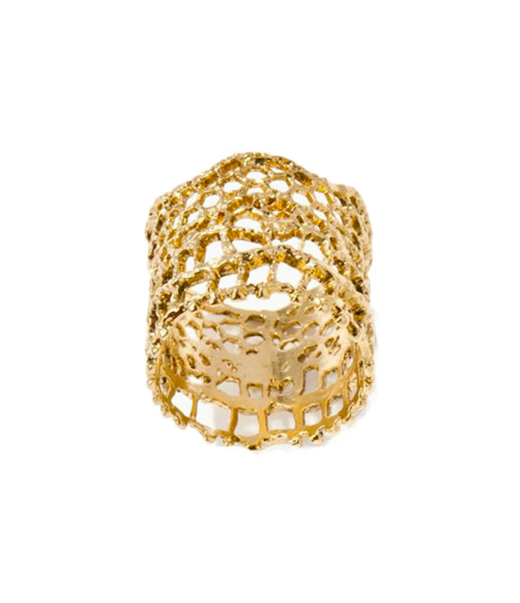 AURELIE BIDERMANN Bague Dentelle Or Jaune