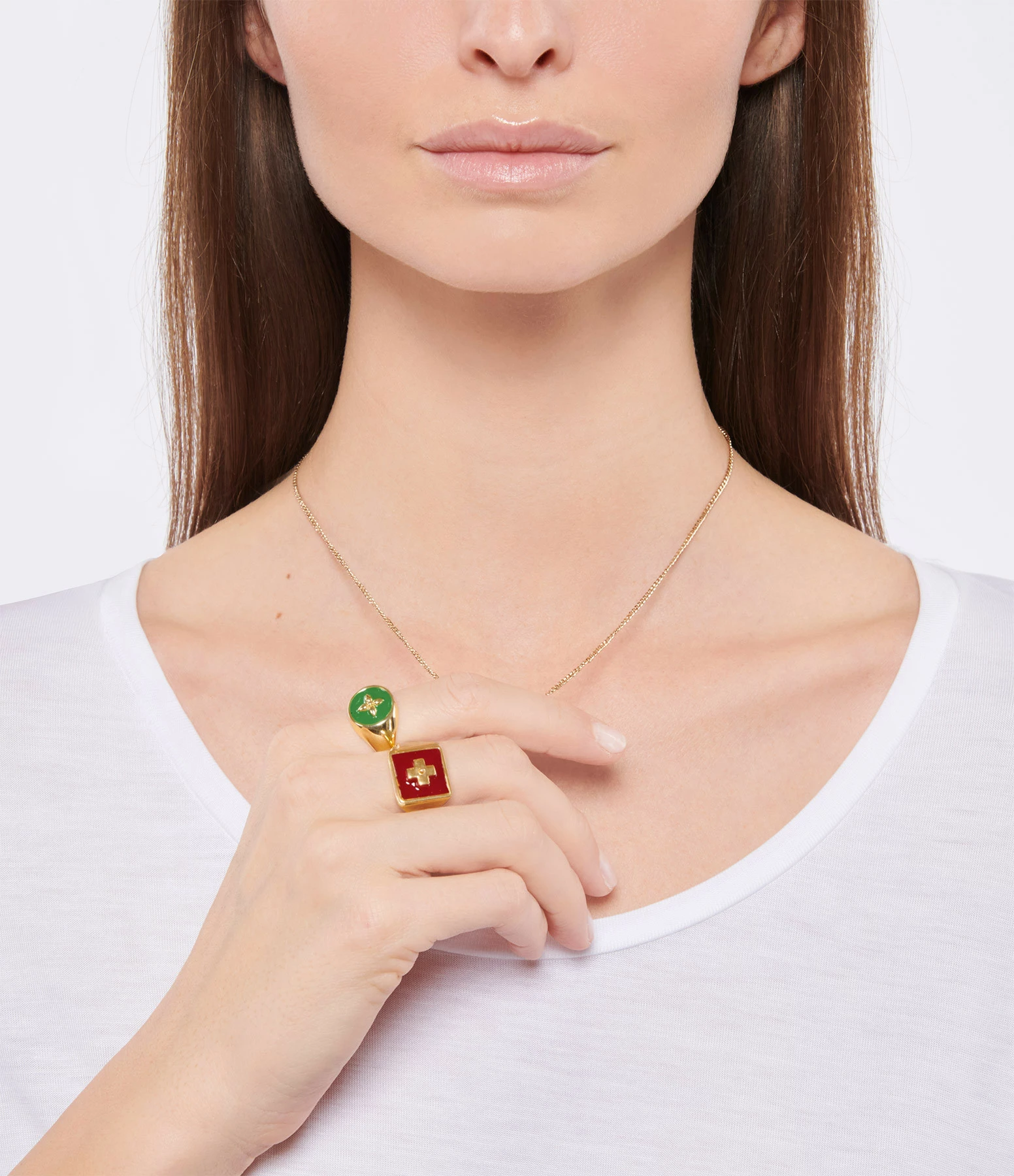 CABIROL Chevalière Croisette Vermeil Vert Sapin – Image 2