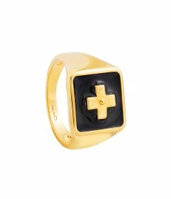 CABIROL Chevalière Destin Vermeil Noir