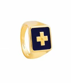 CABIROL Chevalière Destin Vermeil Bleu Jean