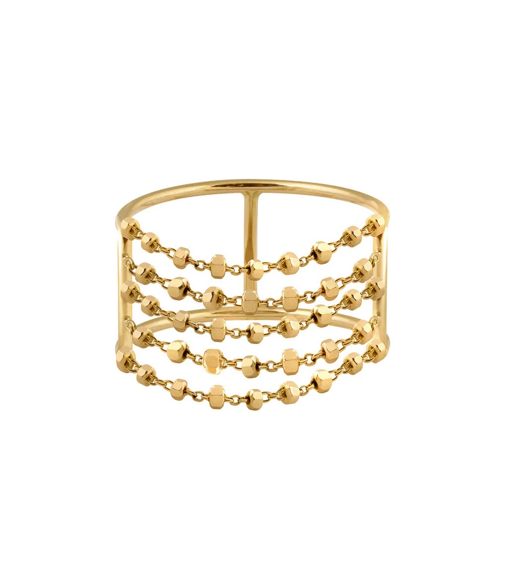 CHARLET Bague Diamantée 5 Chaînes Or Jaune