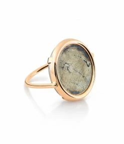 GINETTE NY Bague Disc Or Rose Pyrite