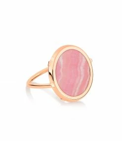 GINETTE NY Bague Disc Rhodocrosite Or Rose