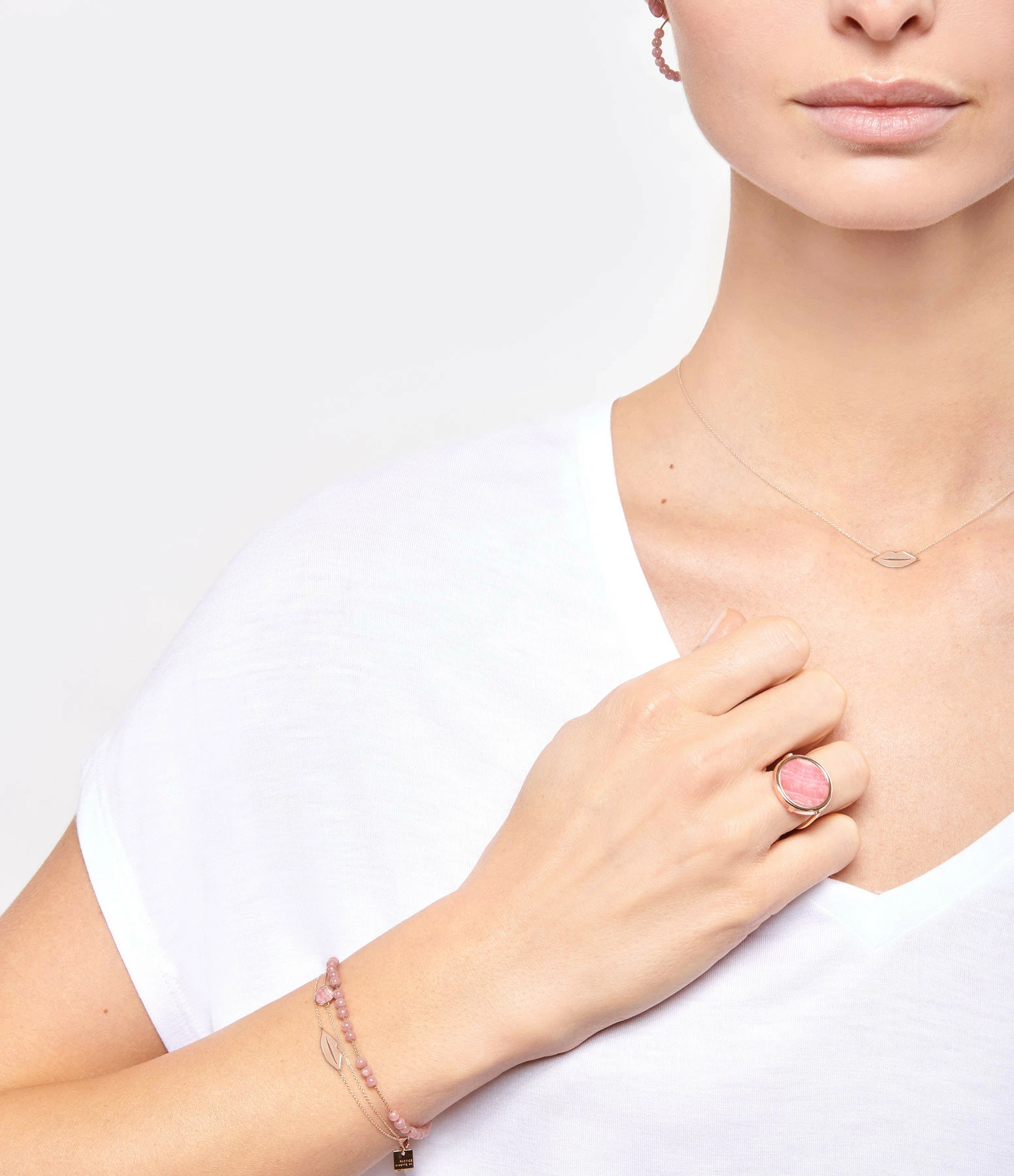 GINETTE NY Bague Disc Rhodocrosite Or Rose – Image 2