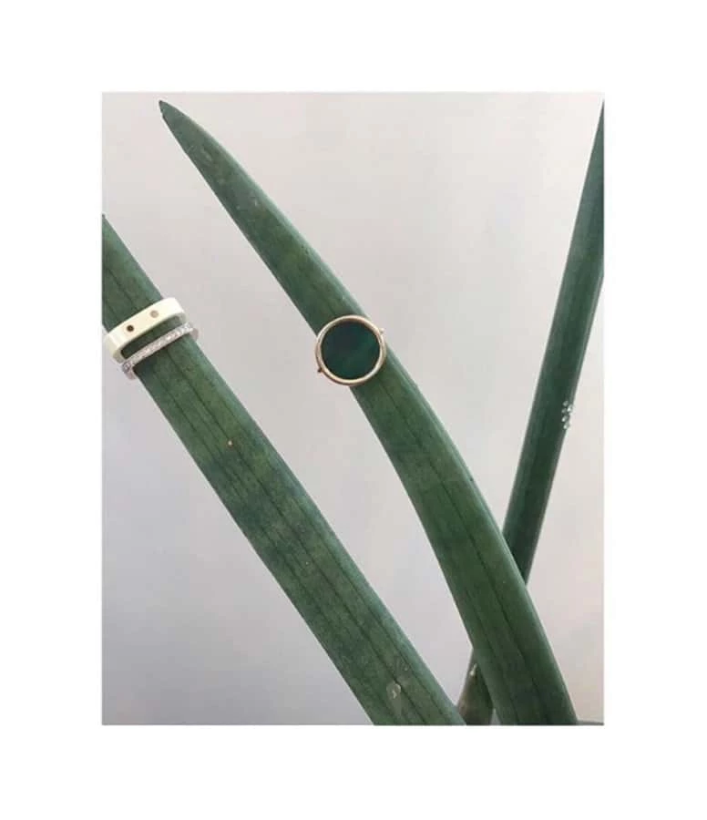 GINETTE NY Bague Disc Or Rose Malachite – Image 2
