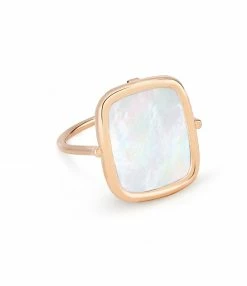 GINETTE NY Bague Antique Nacre Blanche Or Rose
