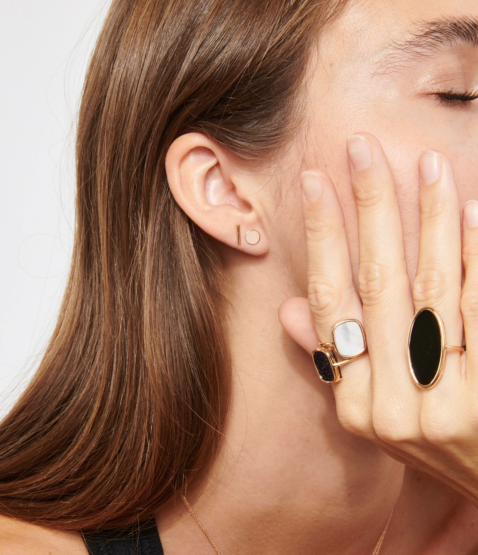 GINETTE NY Bague Antique Nacre Blanche Or Rose – Image 2