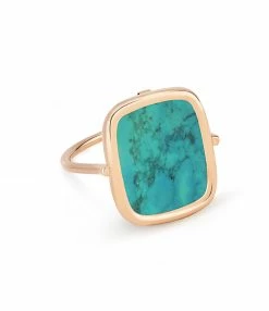 GINETTE NY Bague Antique Turquoise Or Rose