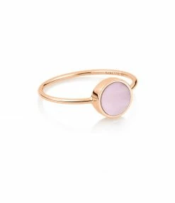 GINETTE NY Bague Ever Mini Disc Or Rose Nacre Rose