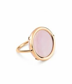 GINETTE NY Bague Disc Or Rose Nacre Rose