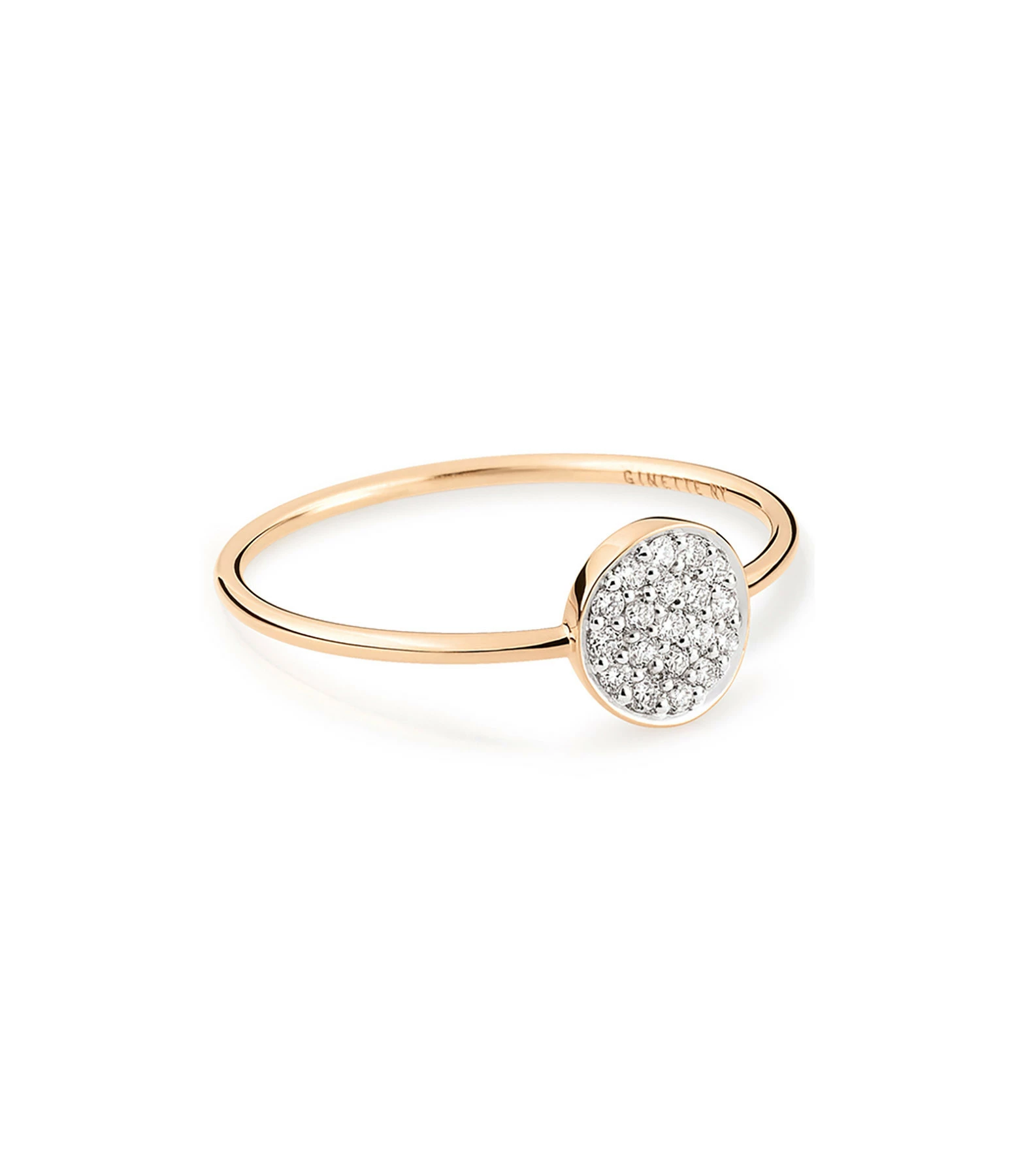 GINETTE NY Bague Ever Mini Disc Or Rose Diamants