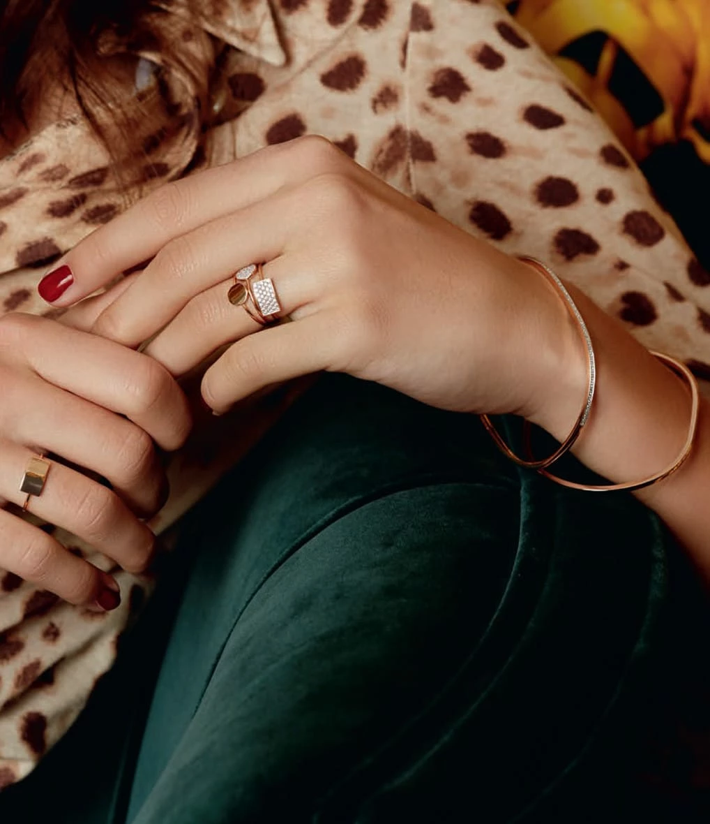 GINETTE NY Bague Ever Mini Disc Or Rose Diamants – Image 2