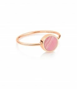 GINETTE NY Bague Ever Mini Disc Rhodocrosite Or Rose