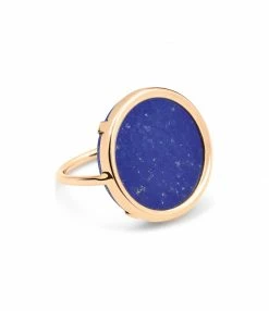 GINETTE NY Bague Disc Or Rose Lapis Lazuli