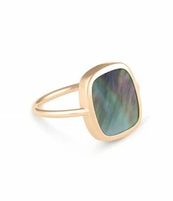 GINETTE NY Bague Antique Nacre Noire Or Rose