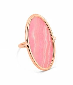 GINETTE NY Bague Ellipse Rhodocrosite Or Rose