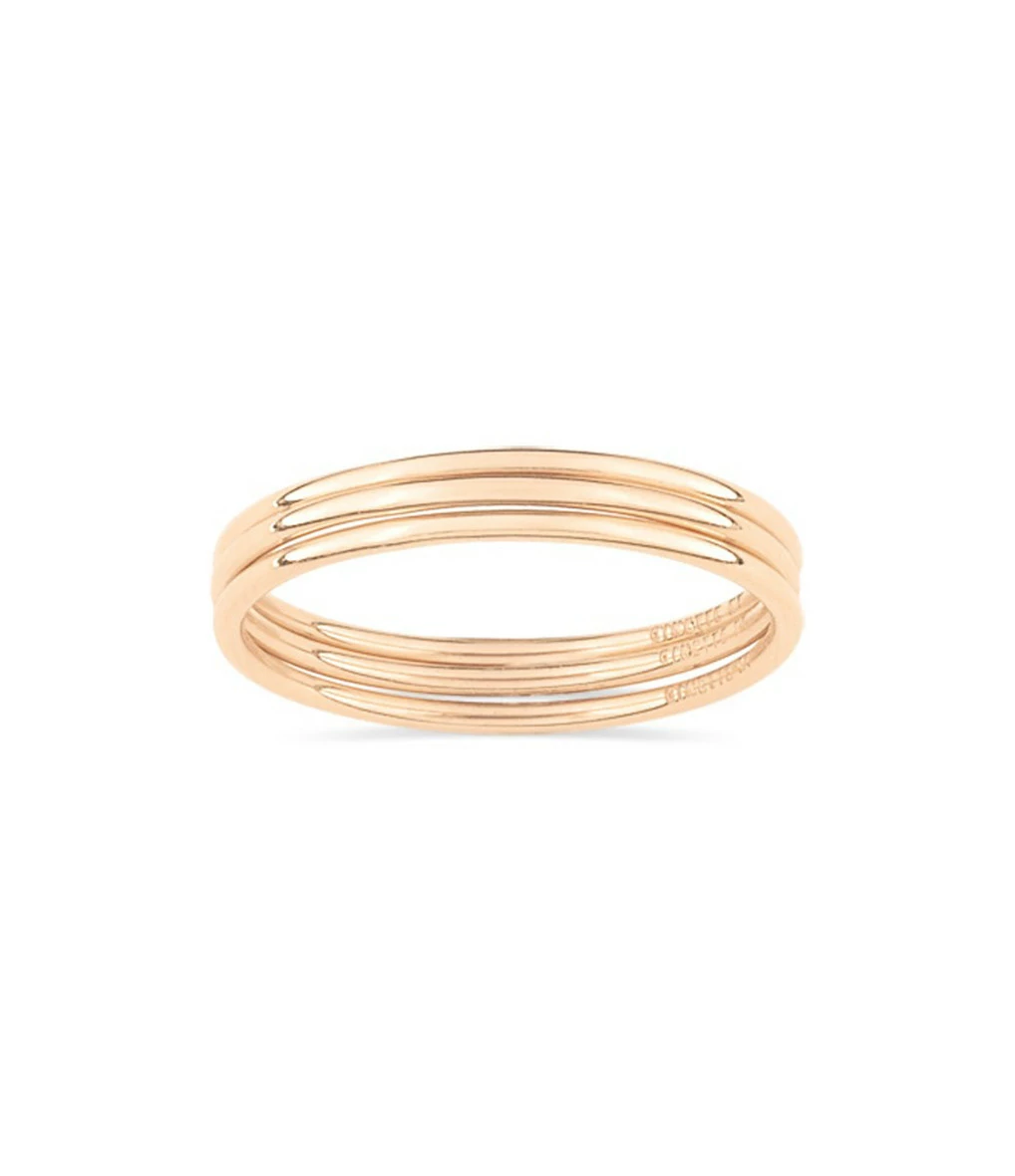 GINETTE NY Set 3 Bagues Circles Or Rose