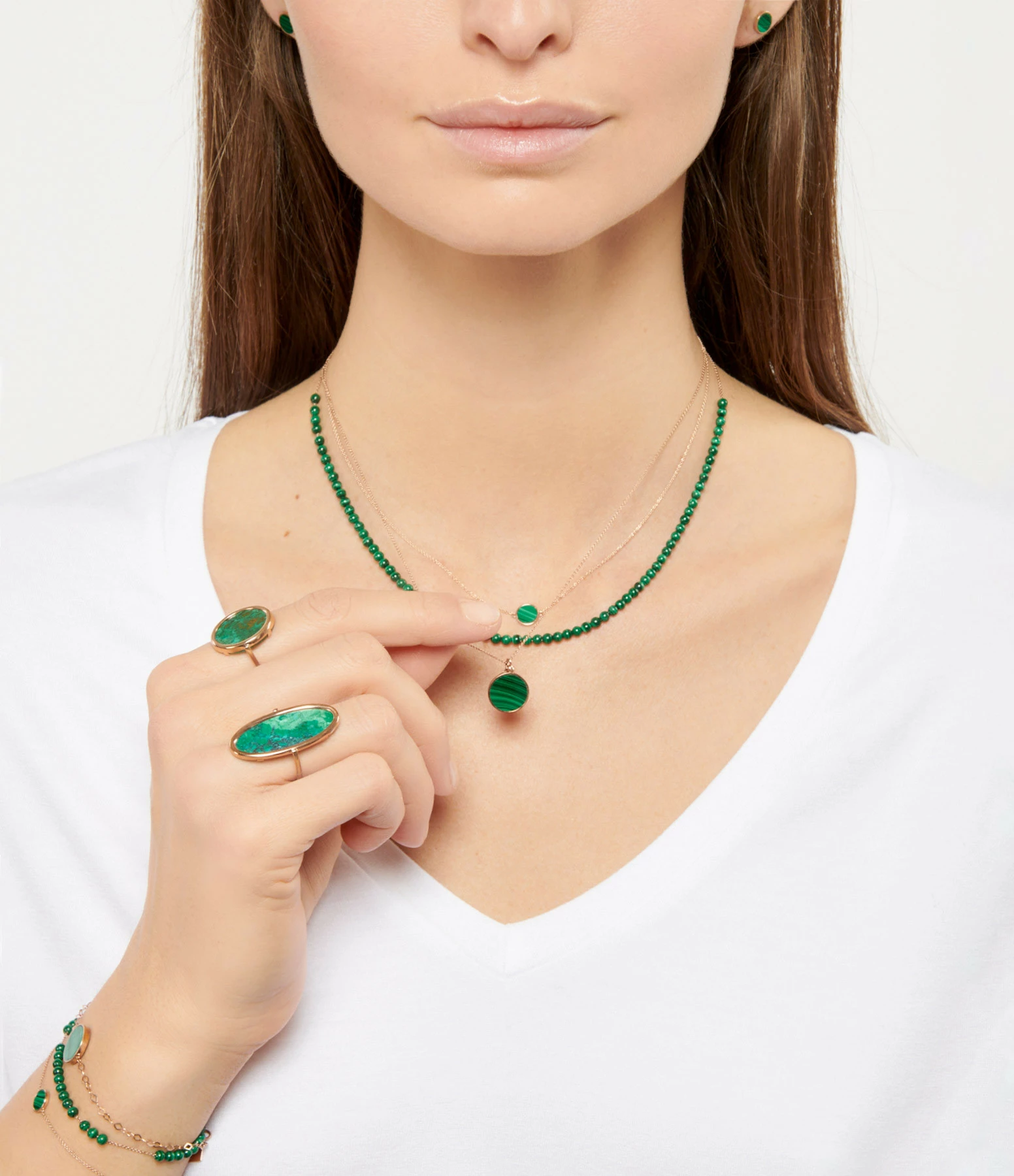 GINETTE NY Bague Ellipse Chrysocolle Or Rose – Image 2