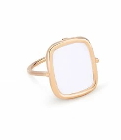 GINETTE NY Bague Antique Agate Blanche Or Rose