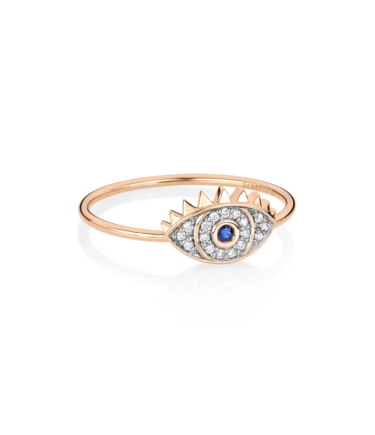 GINETTE NY Bague Ajna Saphir Diamants Or Rose