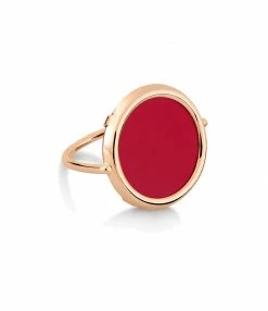 GINETTE NY Bague Disc Or Rose Corail