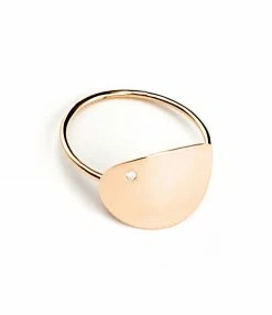 GINETTE NY Bague Ellipses & Sequins Large Or Rose Diamant