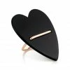 GINETTE NY Bague Angèle Jumbo Cœur Or Rose Onyx