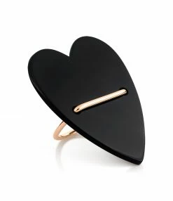 GINETTE NY Bague Angèle Jumbo Cœur Or Rose Onyx