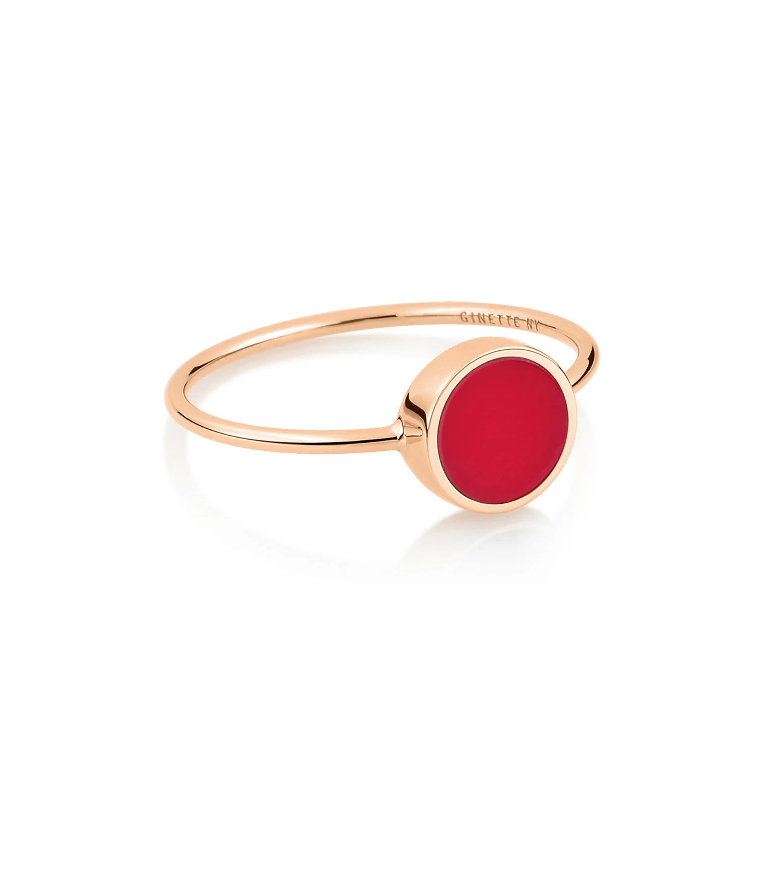 GINETTE NY Bague Ever Mini Disc Or Rose Corail