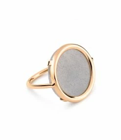 GINETTE NY Bague Disc Or Rose Pierre De Lune