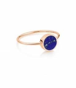 GINETTE NY Bague Ever Mini Disc Or Rose Lapis Lazuli