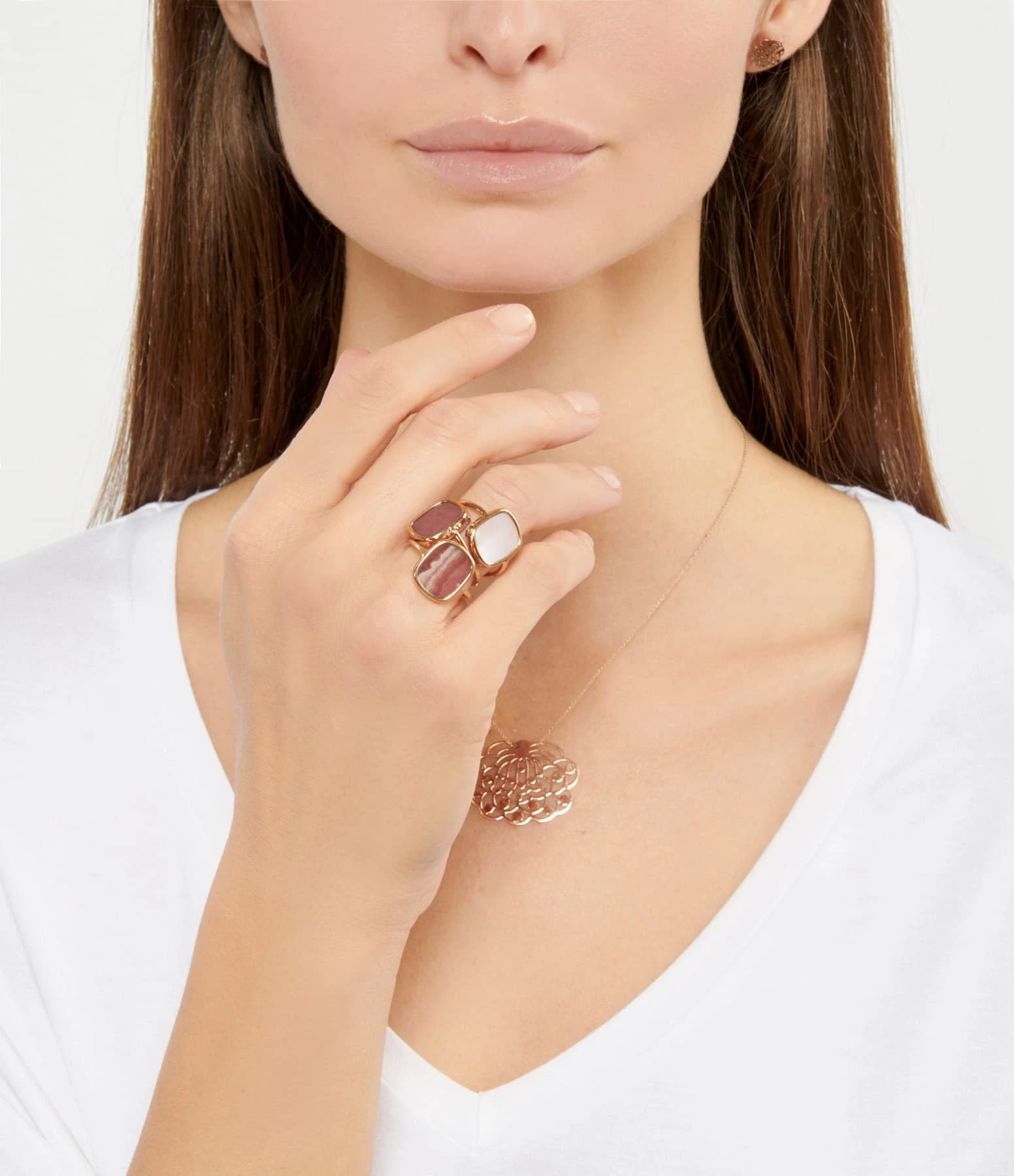 GINETTE NY Bague Antique Rhodolite Or Rose – Image 2