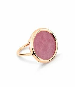GINETTE NY Bague Disc Or Rose Rhodonite