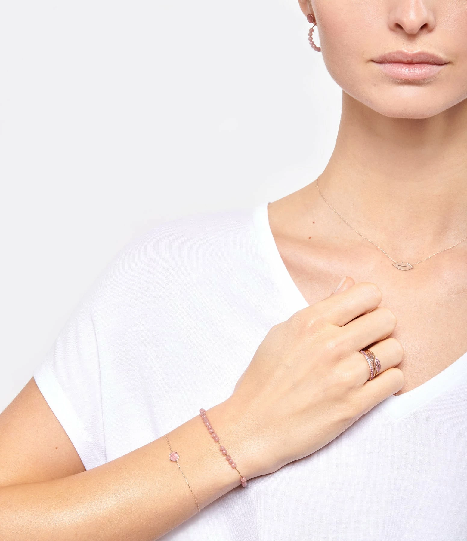 GINETTE NY Bague French Kiss Saphirs Roses Or Rose – Image 2