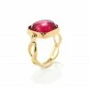 GOOSSENS PARIS Bague Cabochon Carré Cristal De Roche Rose
