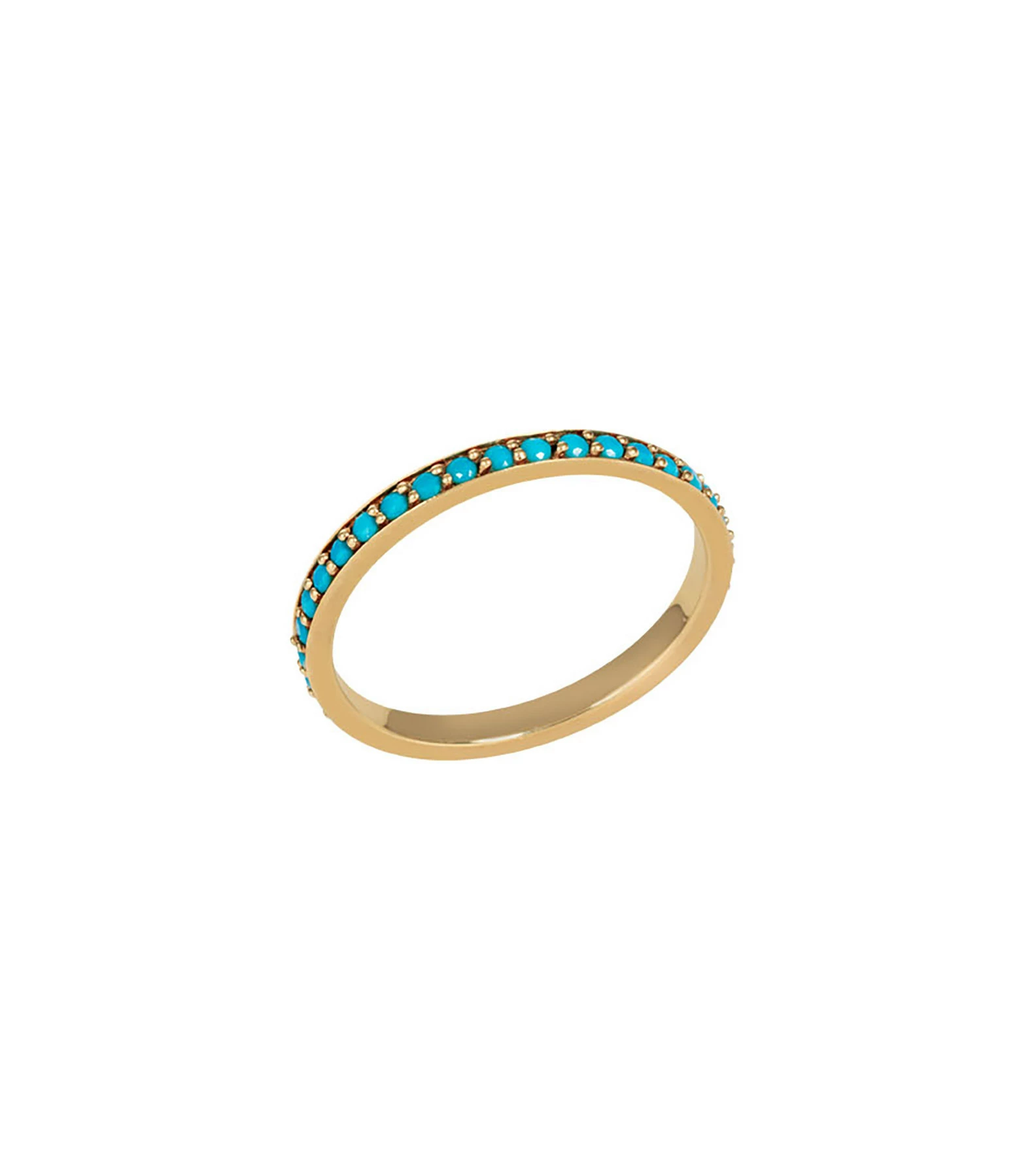 AND...PARIS Bague Alliance Pavée Turquoises Or Jaune