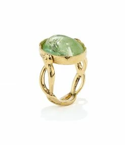 GOOSSENS PARIS Bague Cabochon Ovale Cristal De Roche Vert Clair
