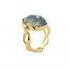 GOOSSENS PARIS Bague Cabochon Ovale Cristal De Roche Bleu Denim