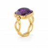 GOOSSENS PARIS Bague Cabochon Carré Cristal De Roche Violet Améthyste