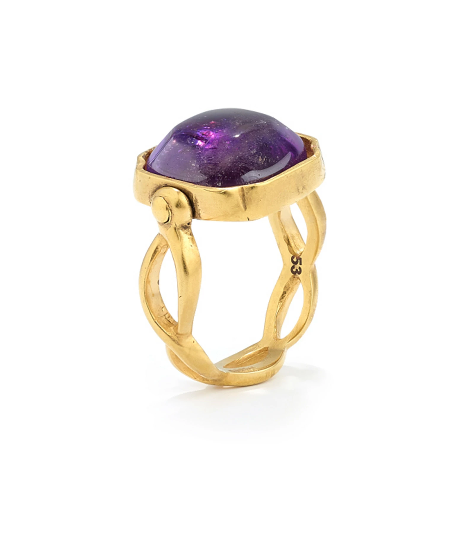 GOOSSENS PARIS Bague Cabochon Carré Cristal De Roche Violet Améthyste