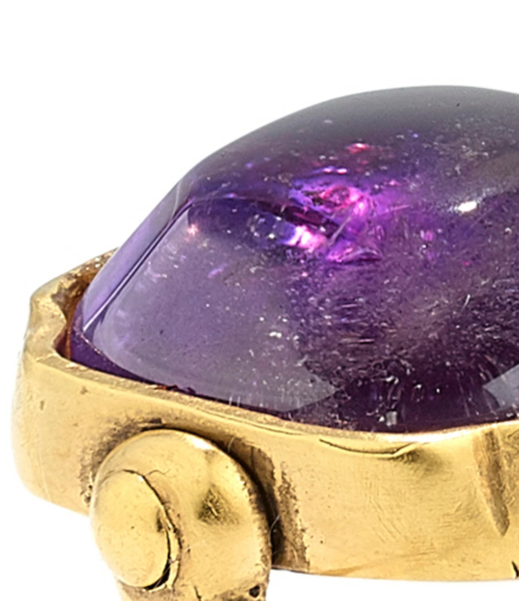 GOOSSENS PARIS Bague Cabochon Carré Cristal De Roche Violet Améthyste – Image 2