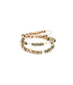 LSONGE Bague Spirale Sublime Perles Hématite Or