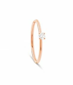 NAVA JOAILLERIE Bague Solitaire Chou Diamant Blanc Or Rose