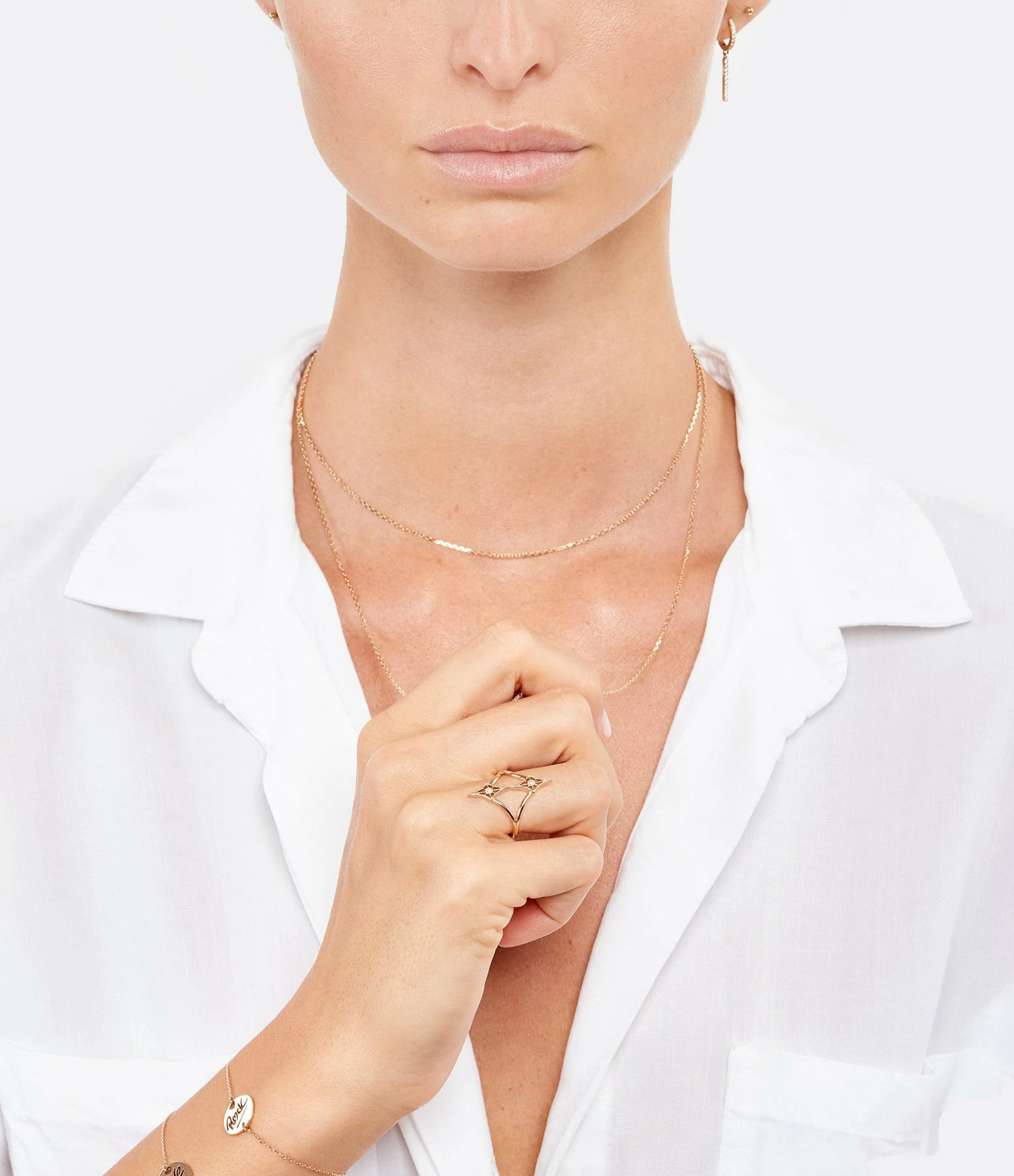 NAVA JOAILLERIE Bague Cheyenne Losange Double Diamants Or Rose – Image 3