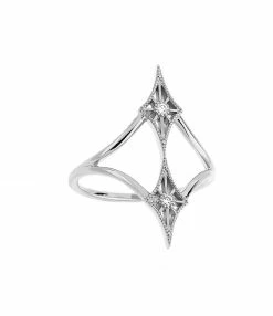 NAVA JOAILLERIE Bague Cheyenne Losange Double Diamants Or Blanc