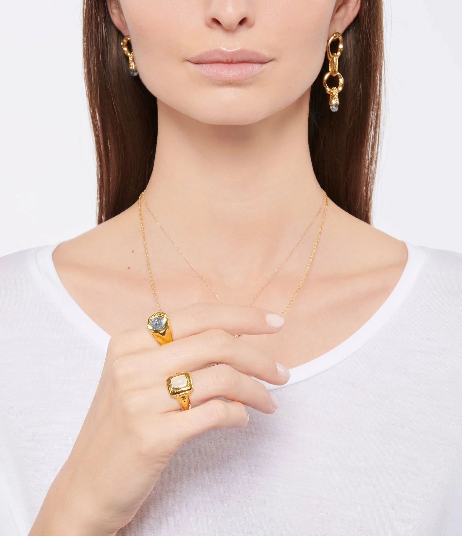 PAMELA LOVE Bague Alexis Pierre De Lune Argent Doré – Image 3