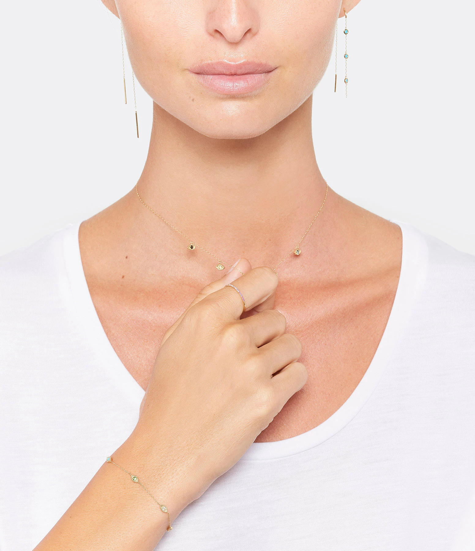 AND...PARIS Bague Alliance Pavée Dégradée Saphirs Roses Or – Image 2